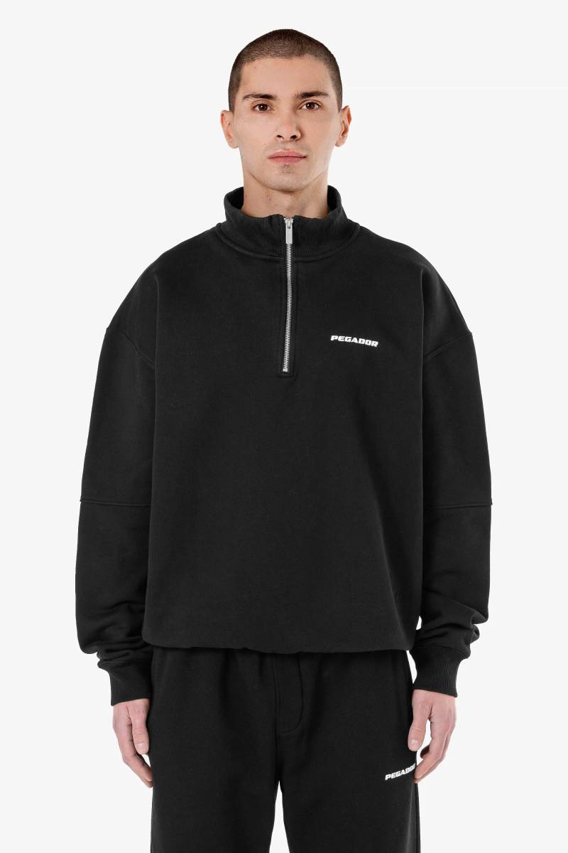 Logo Oversized Halfzip Sweater Washed Black White Gum von PEGADOR®