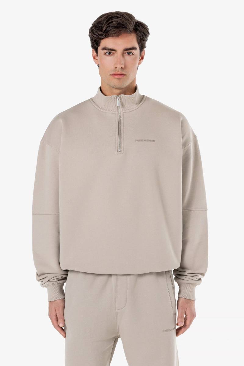 Logo Oversized Halfzip Sweater Washed Dark Stone Gum von PEGADOR®