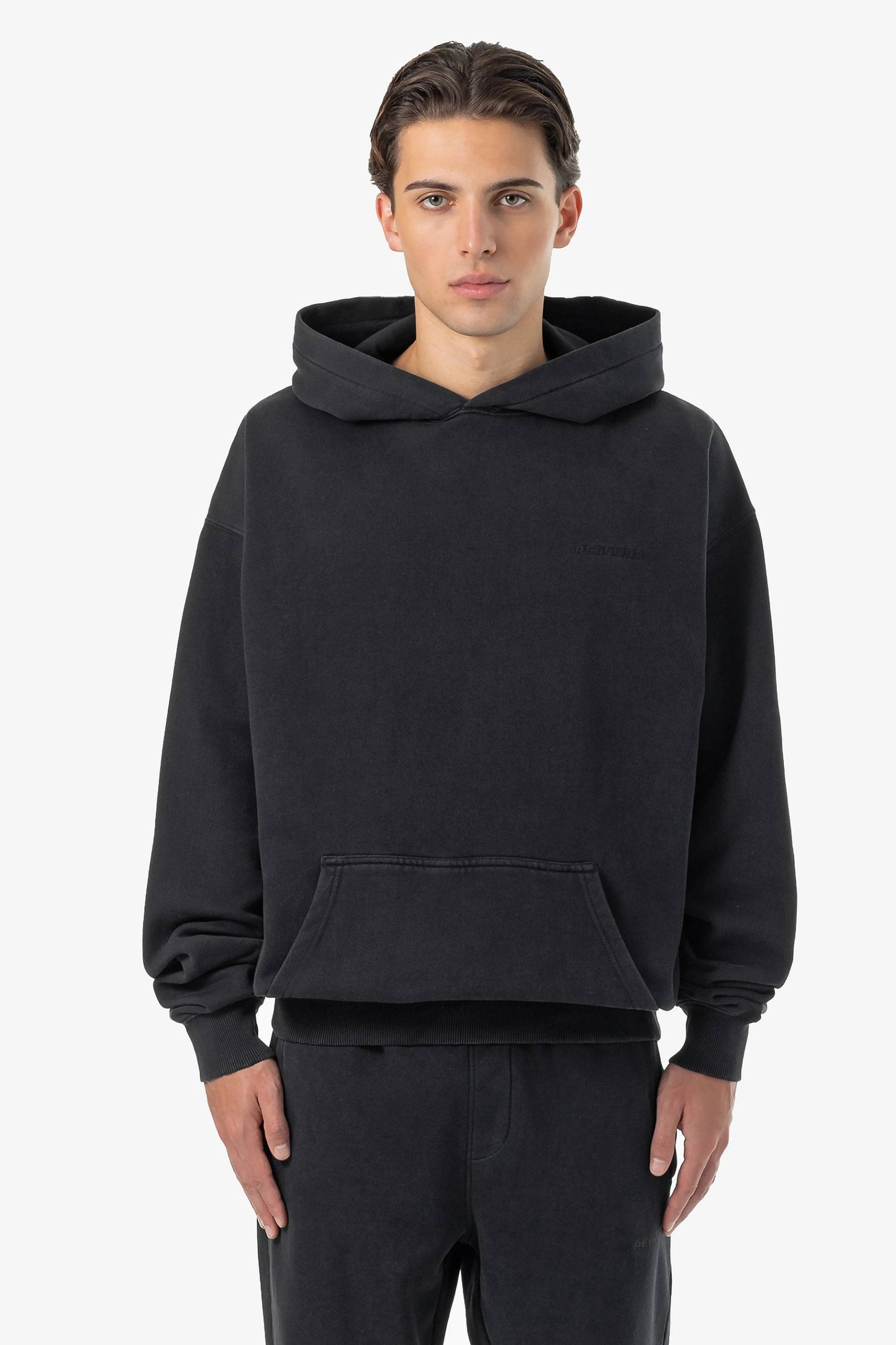 Logo Oversized Hoodie Vintage Black Black von PEGADOR®