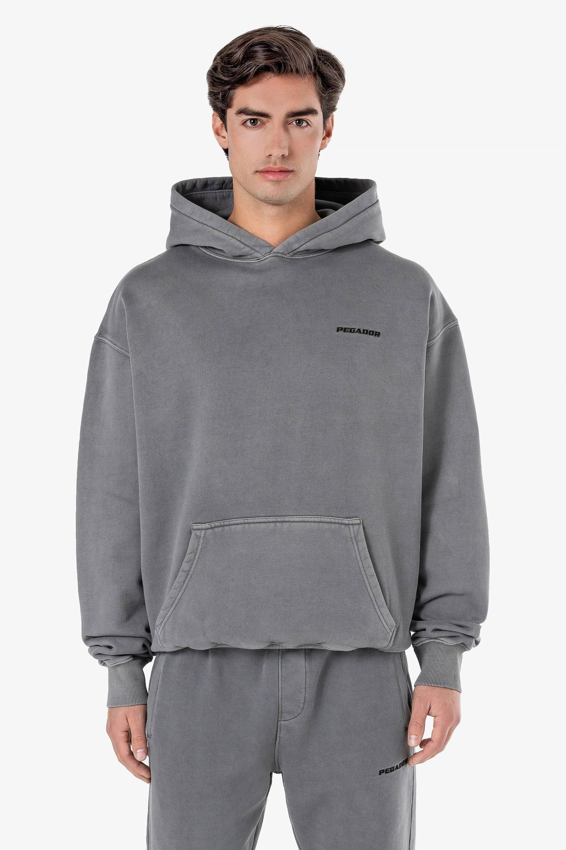 Logo Oversized Hoodie Vintage Grey von PEGADOR®