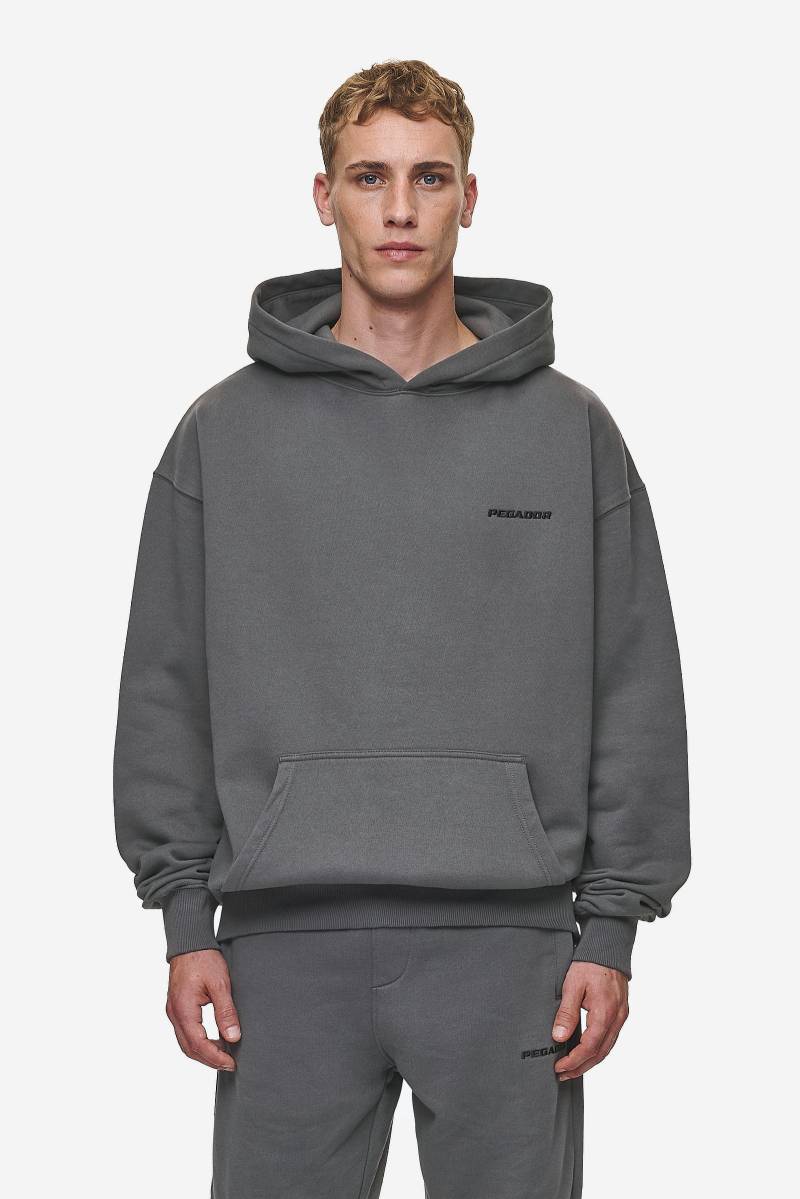 Logo Oversized Hoodie Washed Anthracite von PEGADOR®