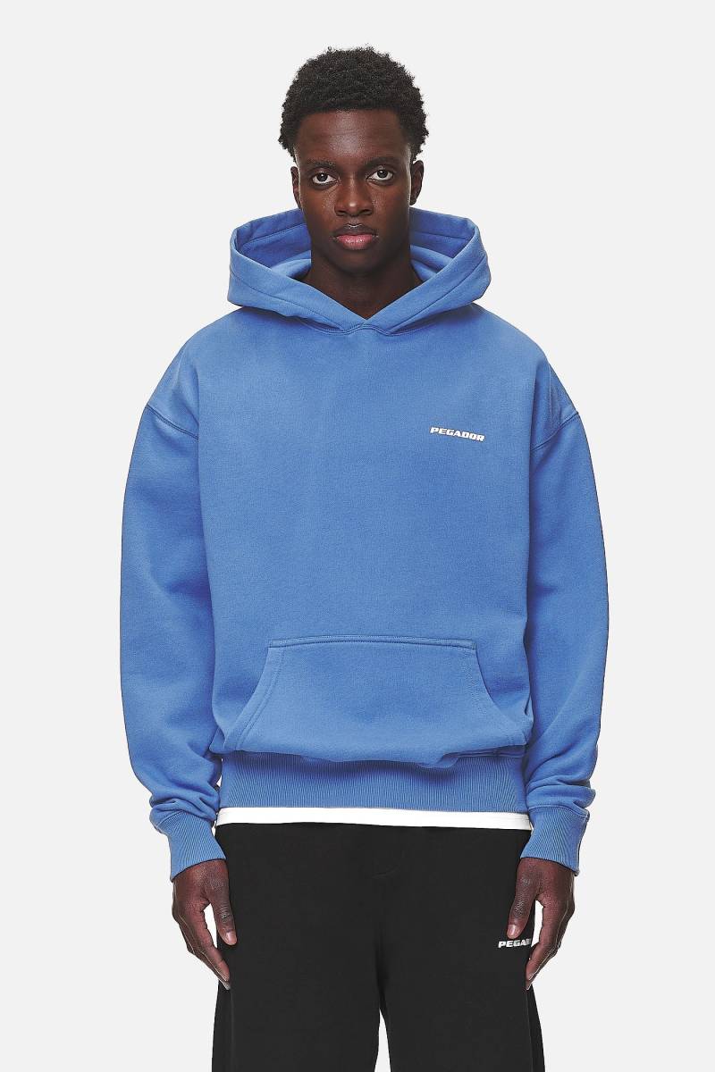 Logo Oversized Hoodie Washed Retro Blue White Gum von PEGADOR®
