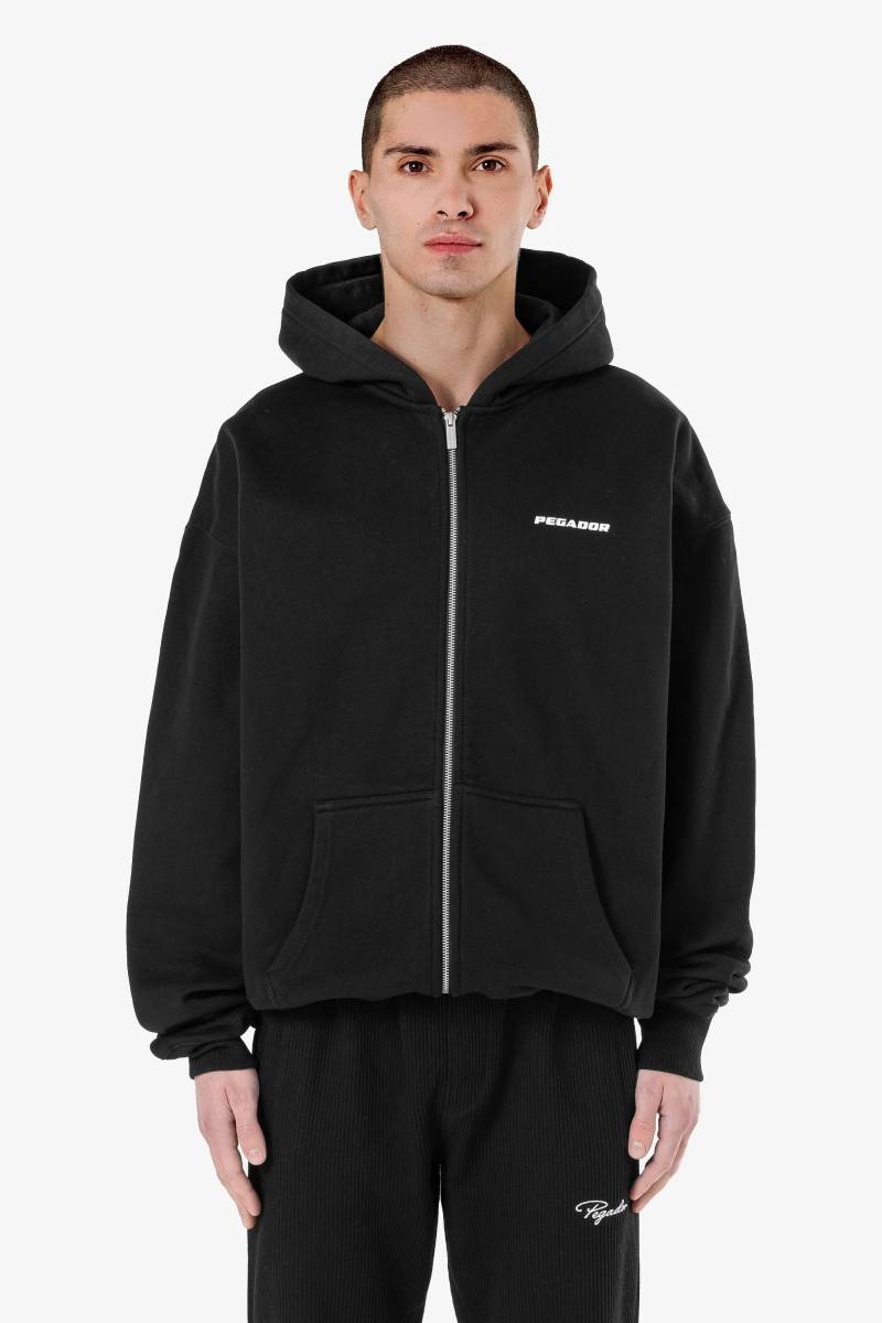 Logo Oversized Sweat Jacket Washed Black White Gum von PEGADOR®