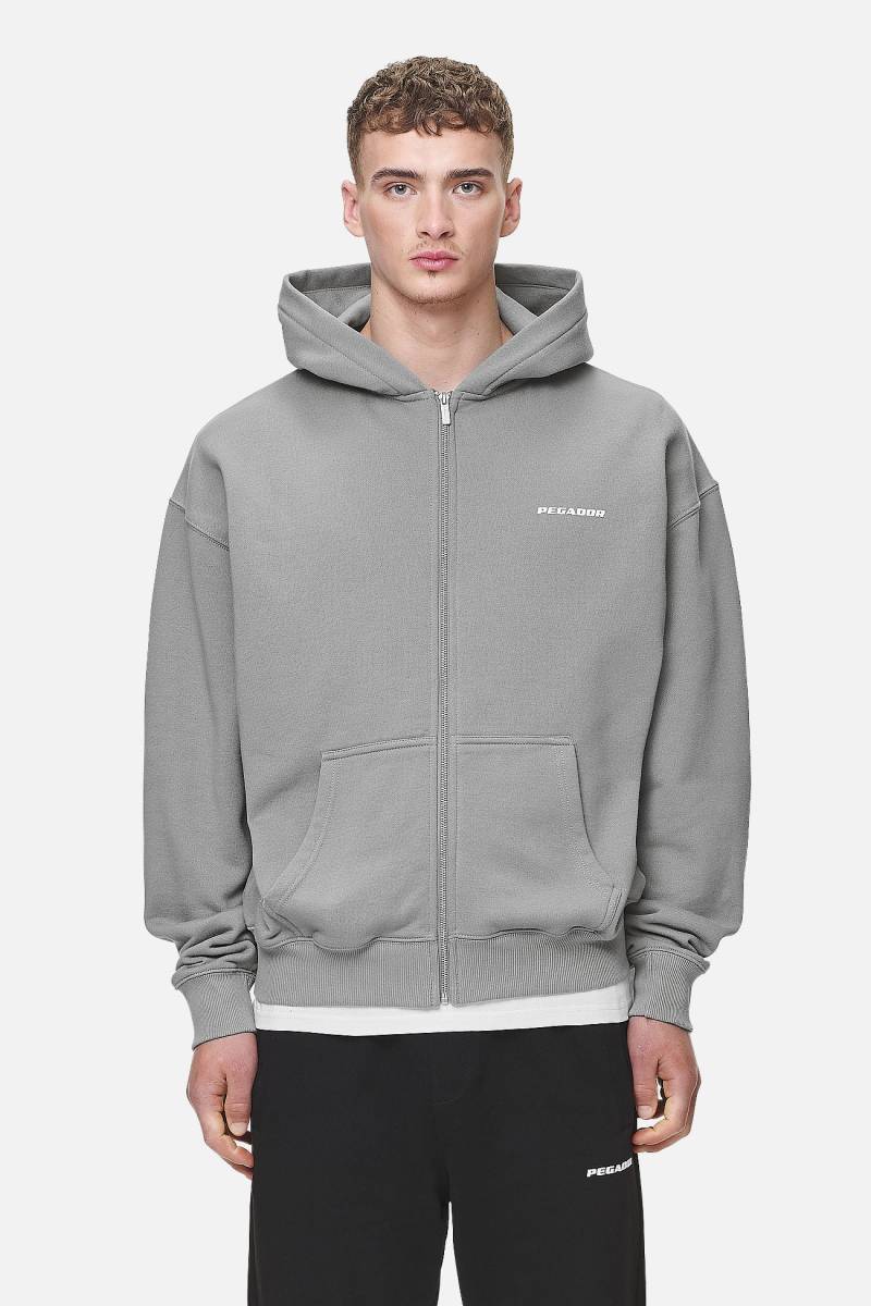 Logo Oversized Sweat Jacket Washed Cool Grey White Gum von PEGADOR®