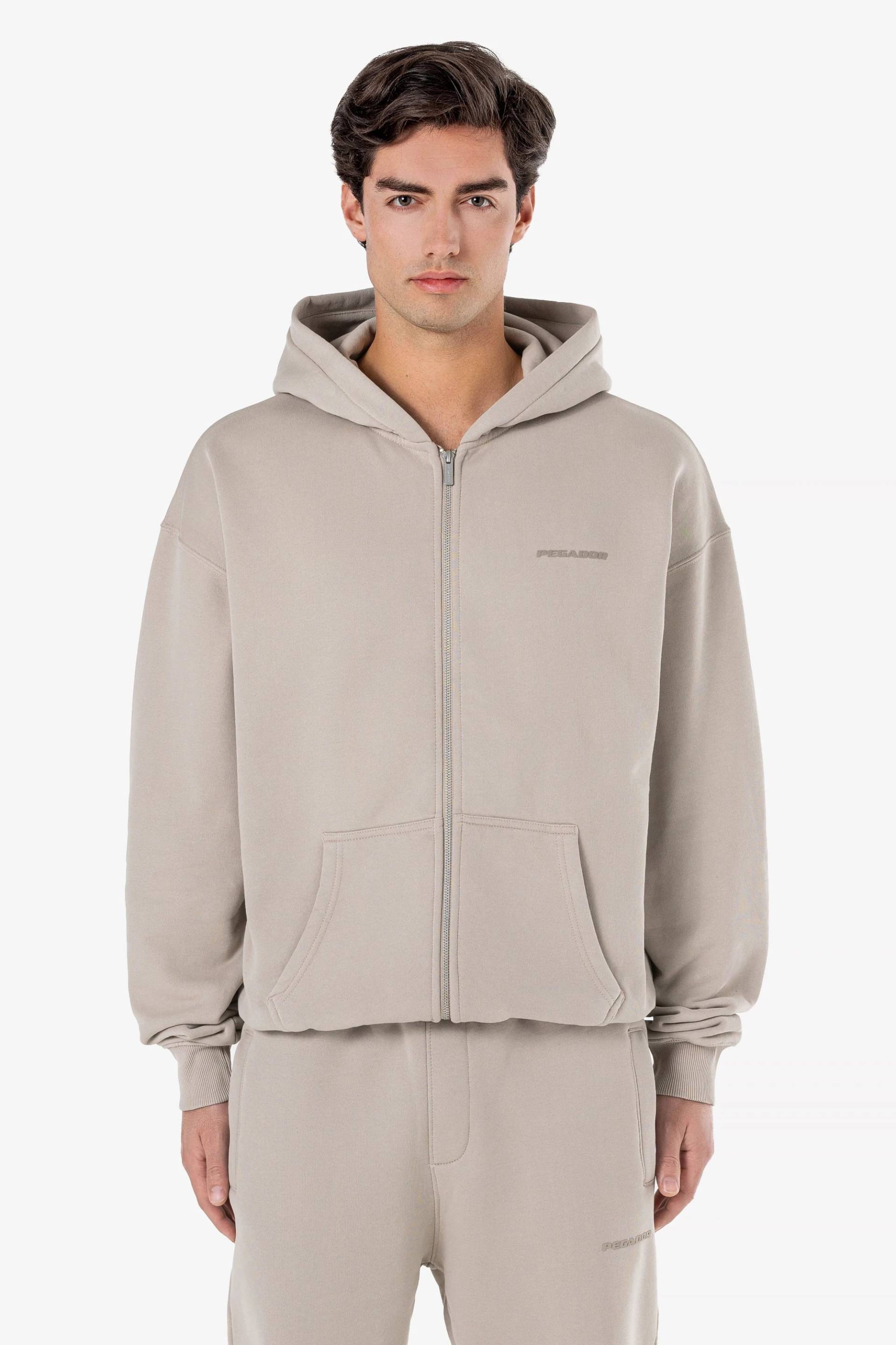 Logo Oversized Sweat Jacket Washed Dark Stone Gum von PEGADOR®