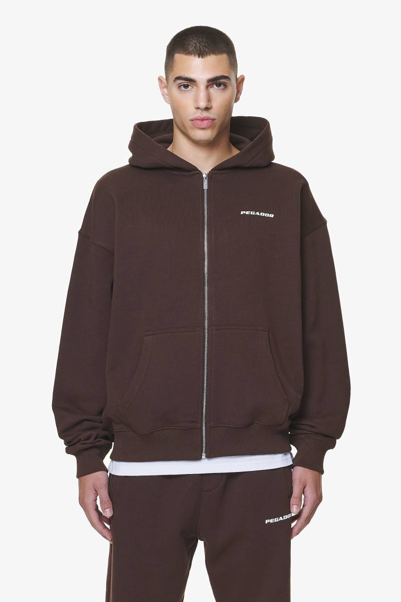 Logo Oversized Sweat Jacket Washed Oak Brown Gum von PEGADOR®