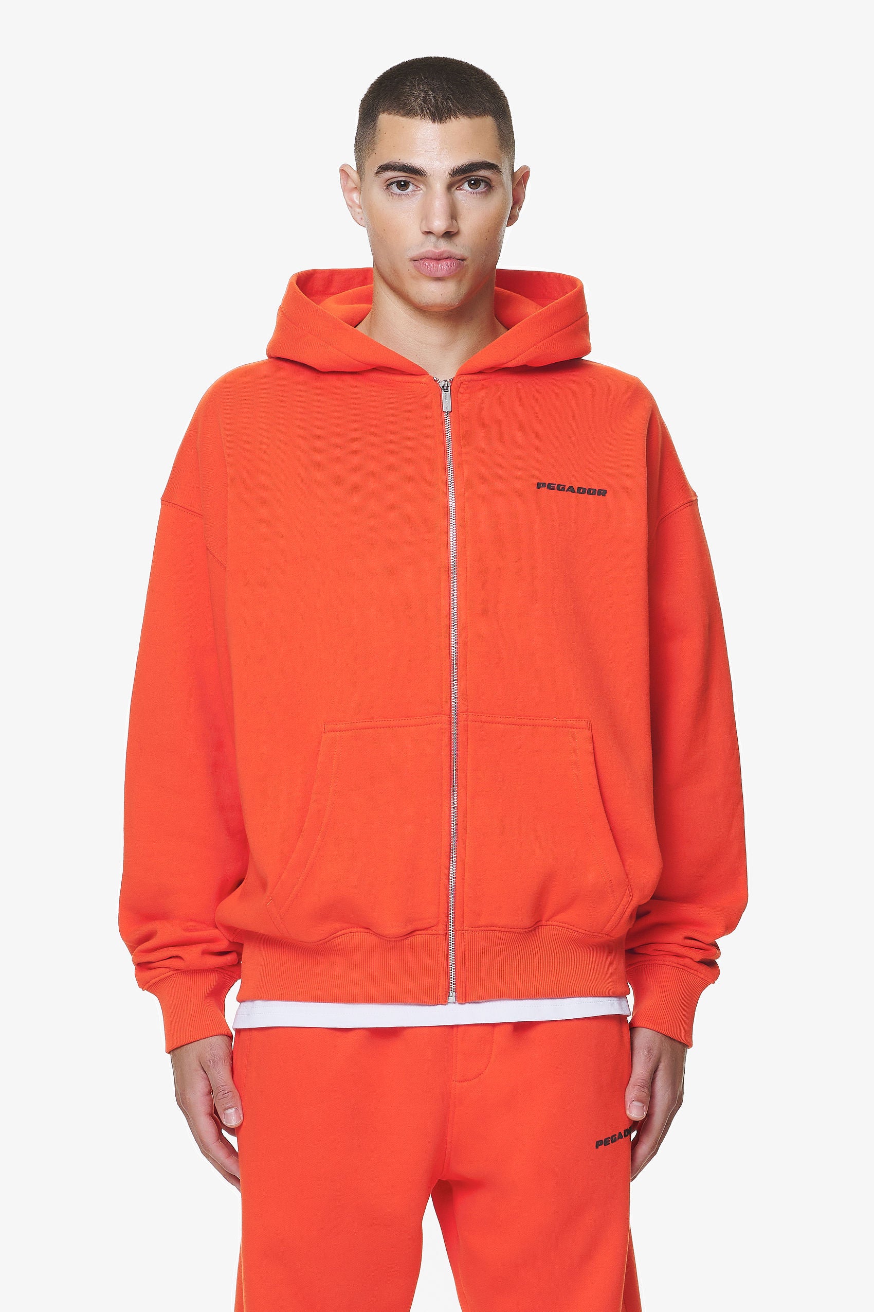 Logo Oversized Sweat Jacket Washed Signal Red Gum von PEGADOR®