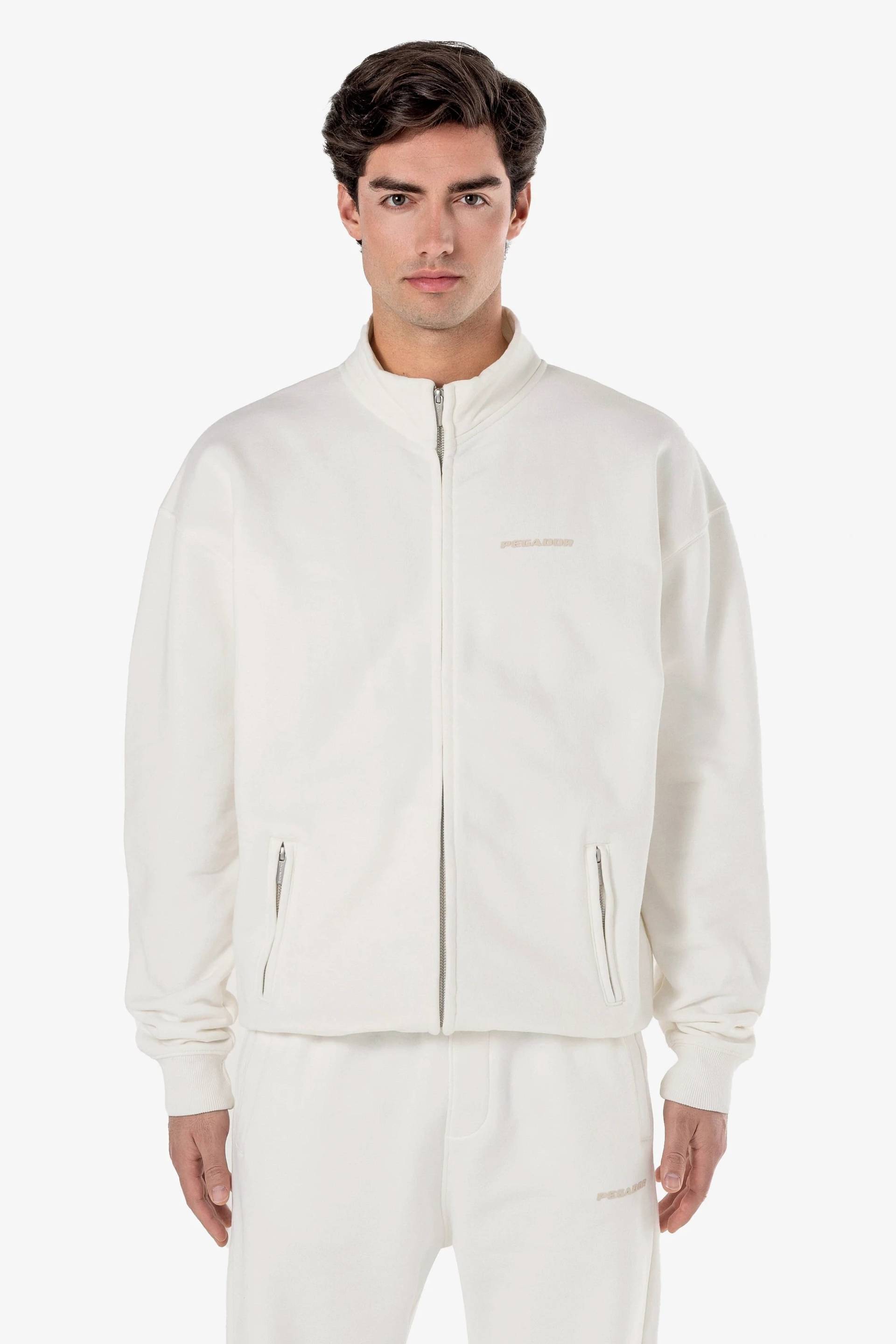 Logo Oversized Sweat Track Jacket Washed Warm White Gum von PEGADOR®
