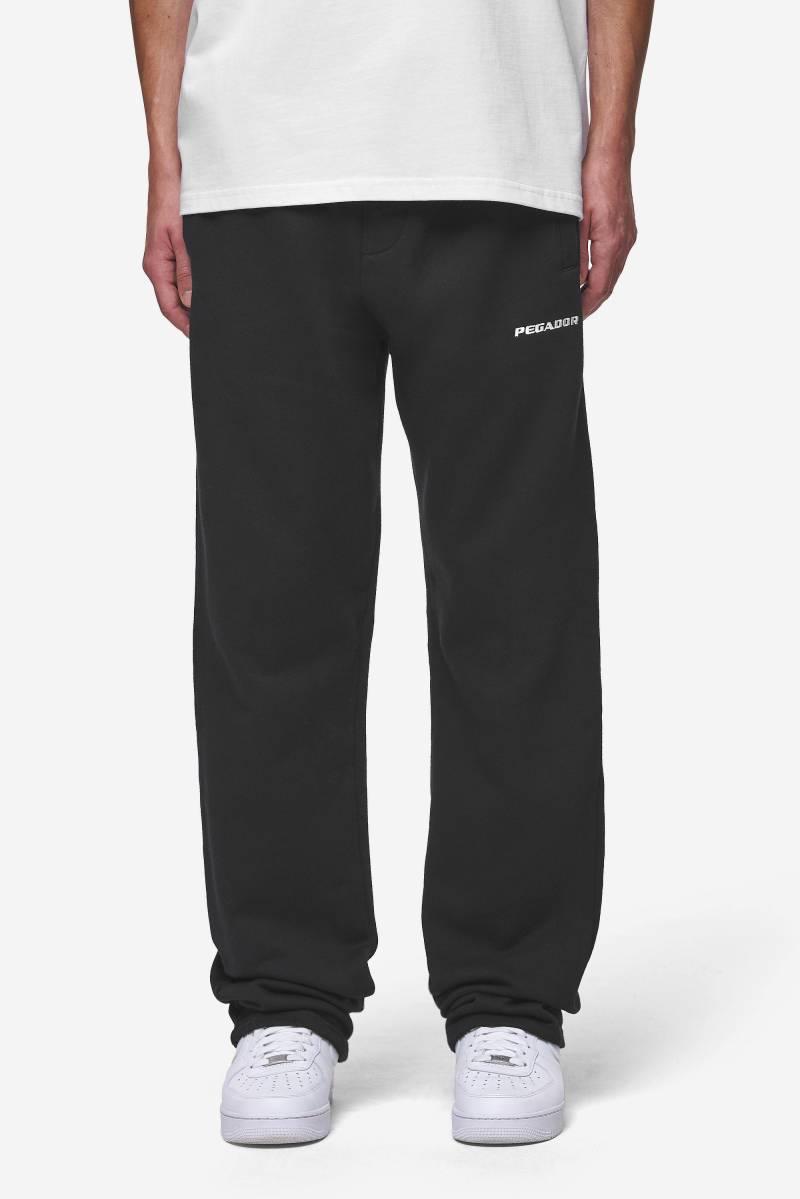 Logo Wide Sweat Pants Washed Black von PEGADOR®