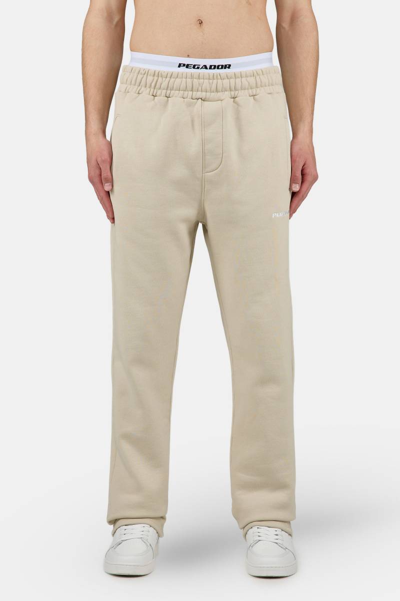 Logo Wide Sweat Pants Washed Light Beige White von PEGADOR®