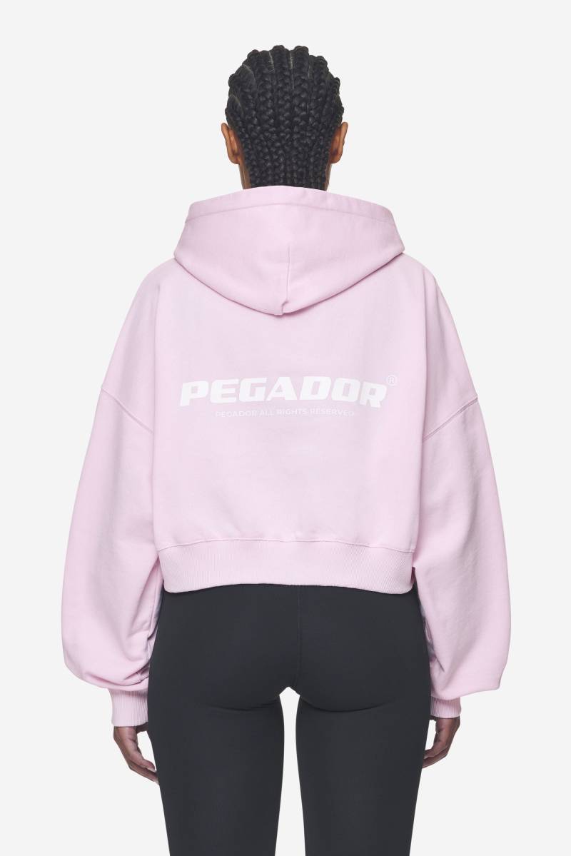 Luna Logo Oversized Cropped Hoodie Washed Bubblegum White von PEGADOR®