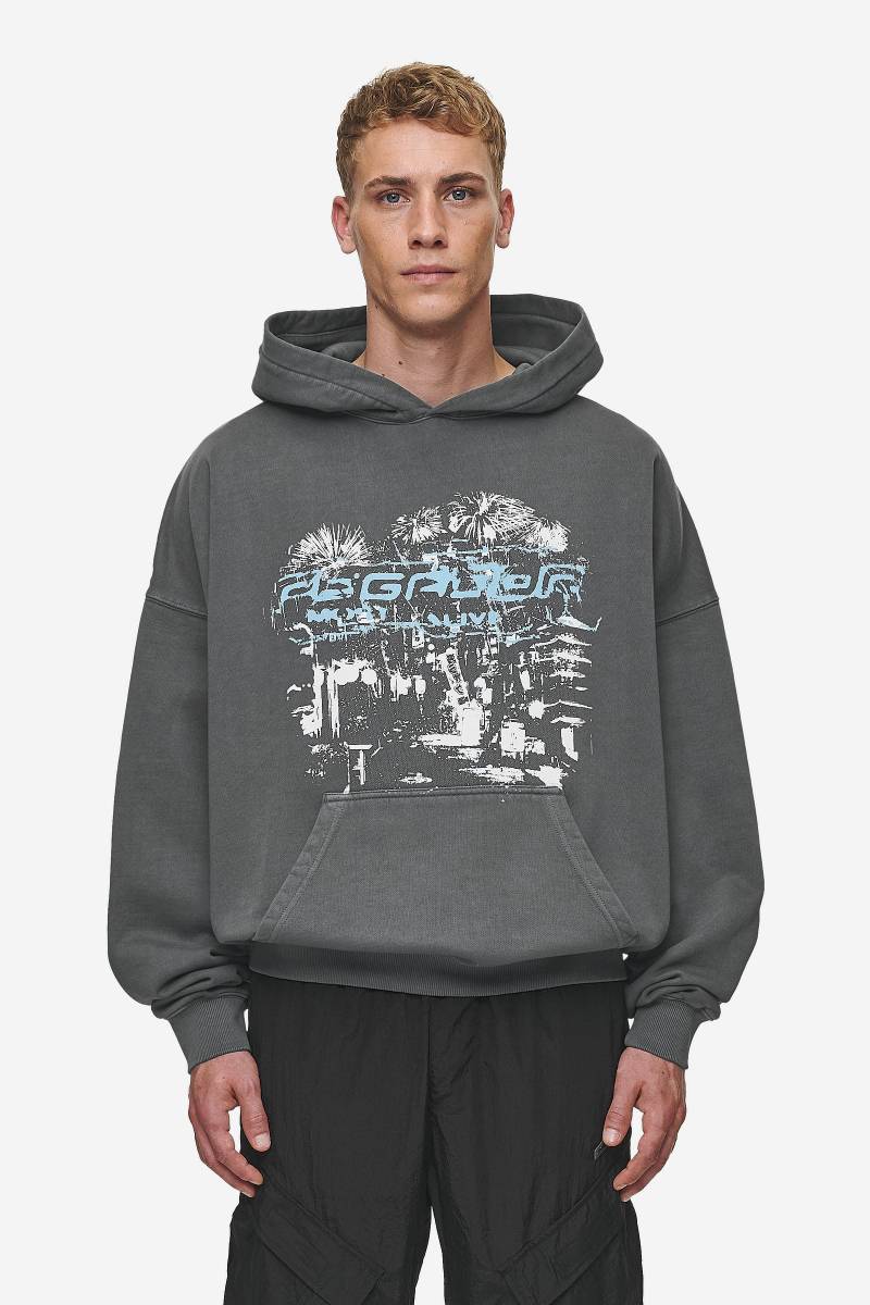 Macon Boxy Hoodie Washed Anthracite von PEGADOR®