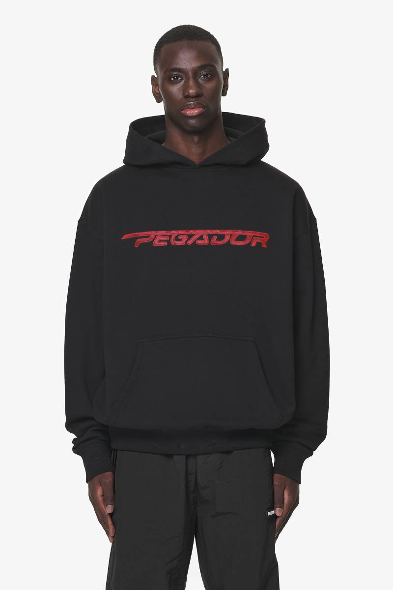 Manor Oversized Hoodie Black Signal Red von PEGADOR®
