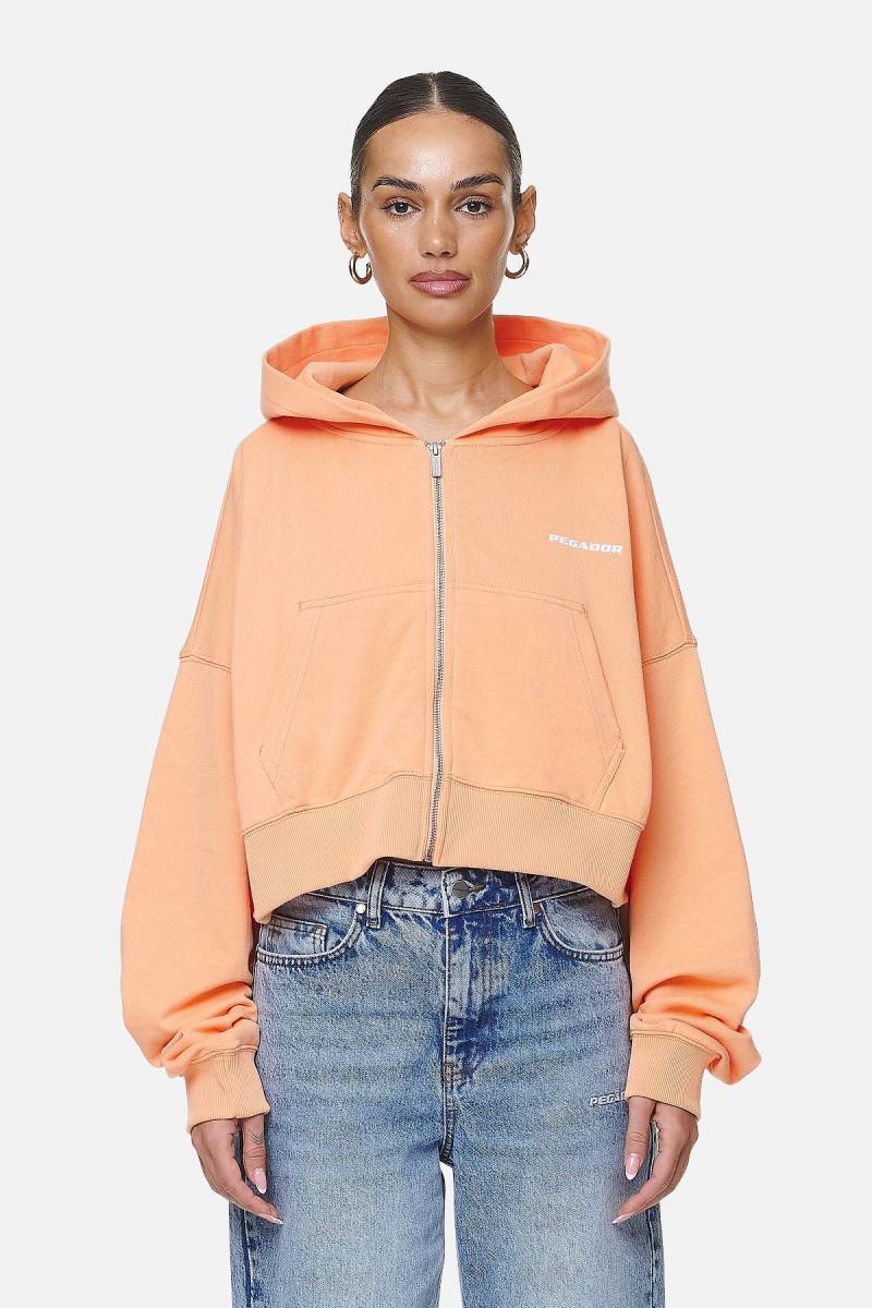 Marla Cropped Zip Hoodie Washed Apricot White Gum von PEGADOR®