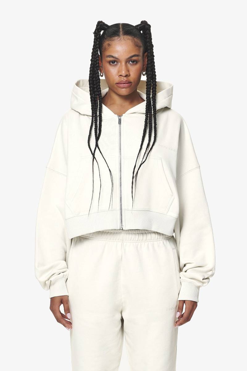 Marla Cropped Zip Hoodie Washed Salty Cream Gum von PEGADOR®
