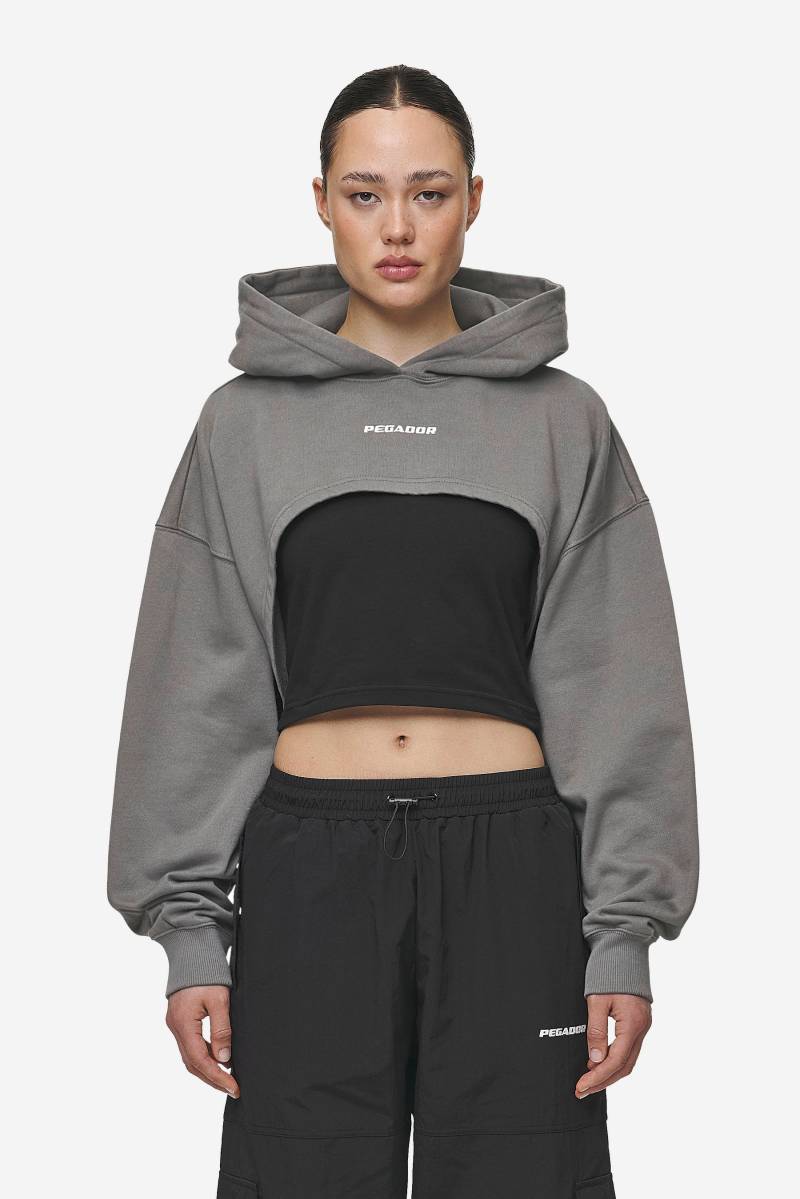 Mina Super Cropped Hoodie Washed Deep Grey von PEGADOR®