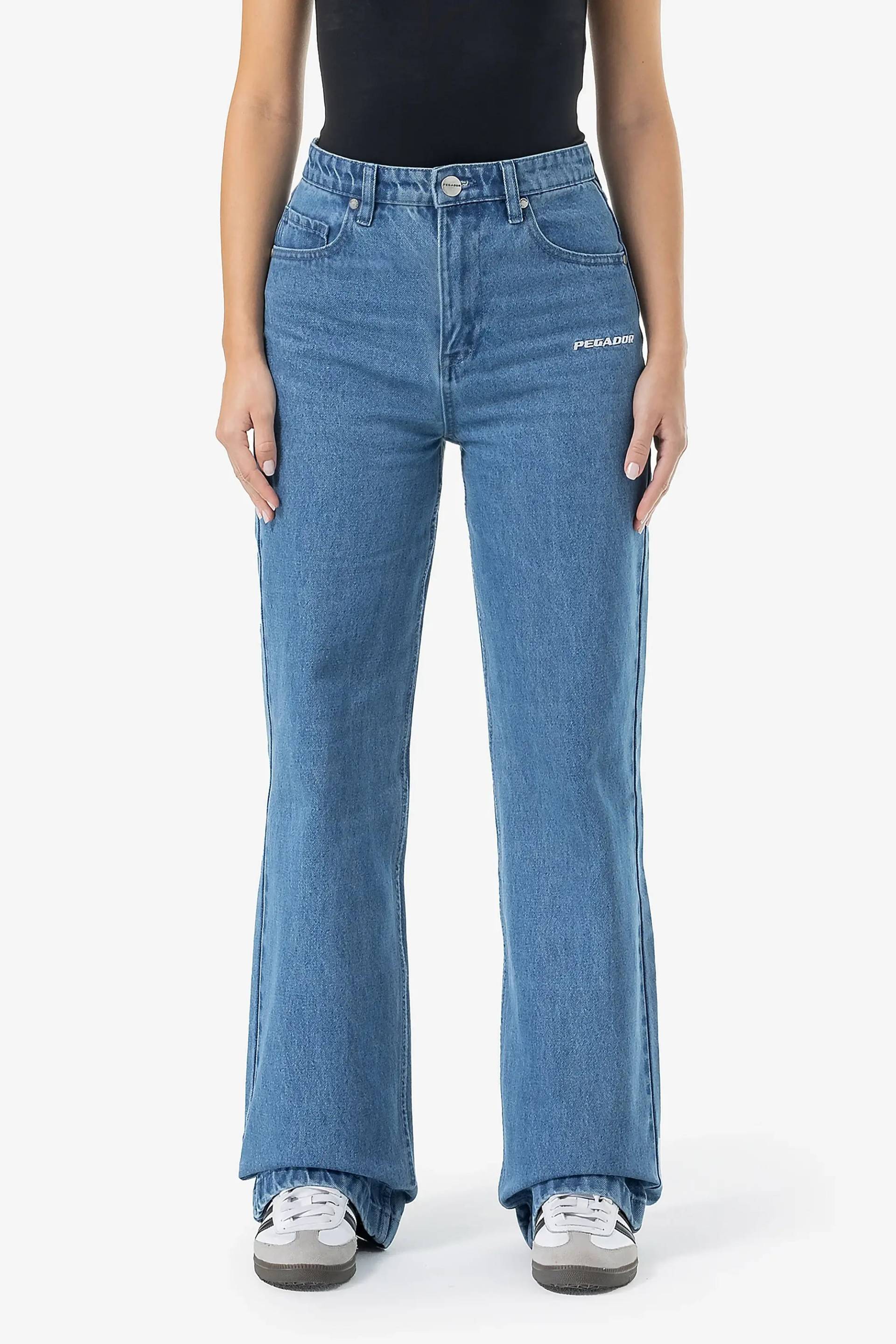 Naddy Wide Leg Jeans Washed Mid Blue von PEGADOR®