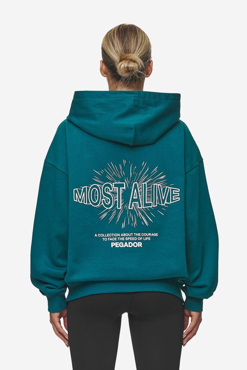 Nisa Oversized Hoodie Washed Urban Turquoise von PEGADOR®
