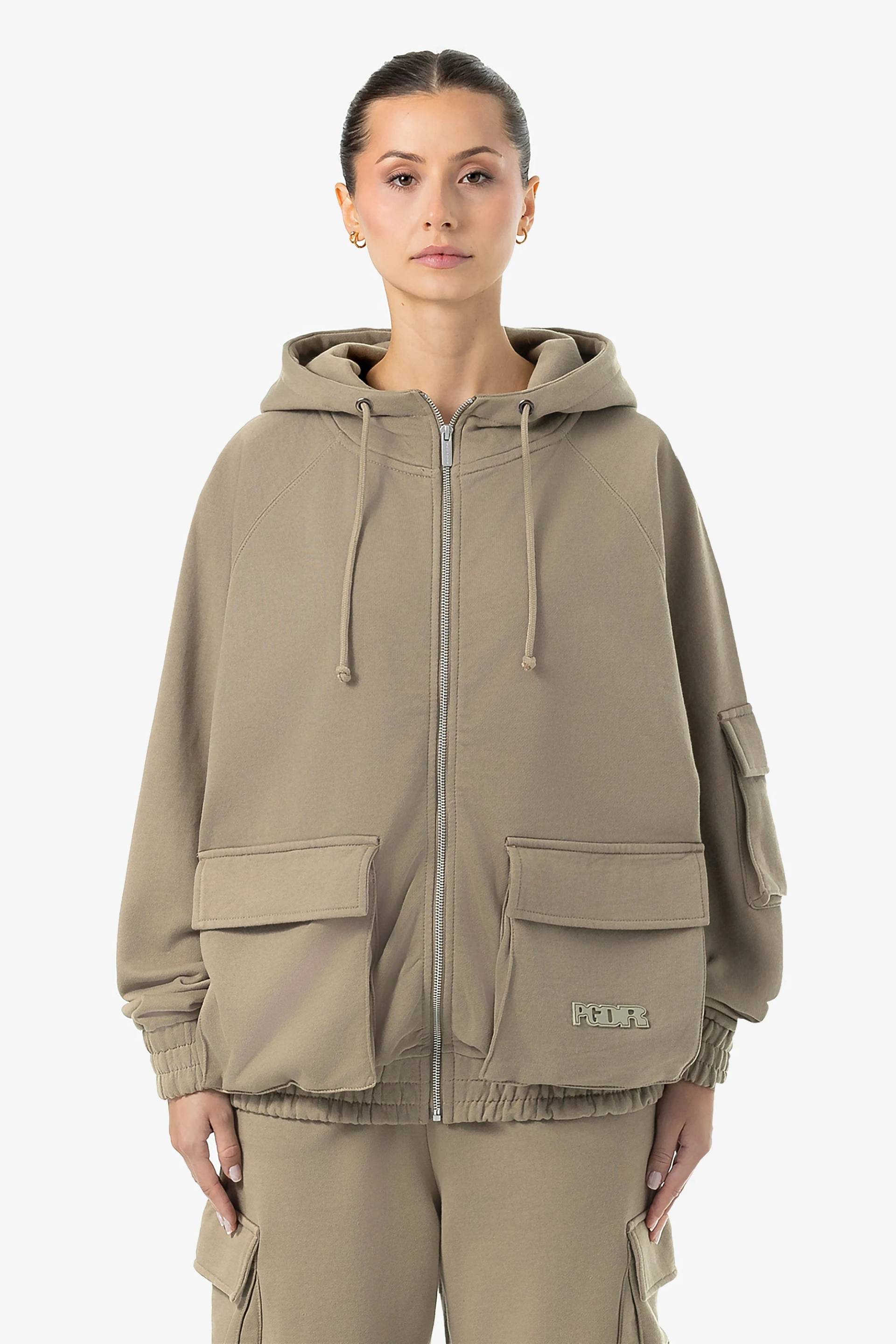 Nona Oversized Sweat Jacket Washed Desert Taupe von PEGADOR®