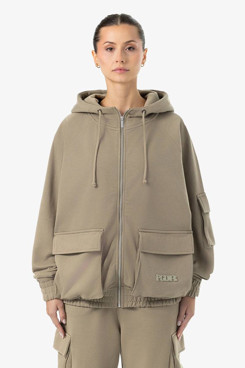 Nona Oversized Sweat Jacket Washed Desert Taupe von PEGADOR®