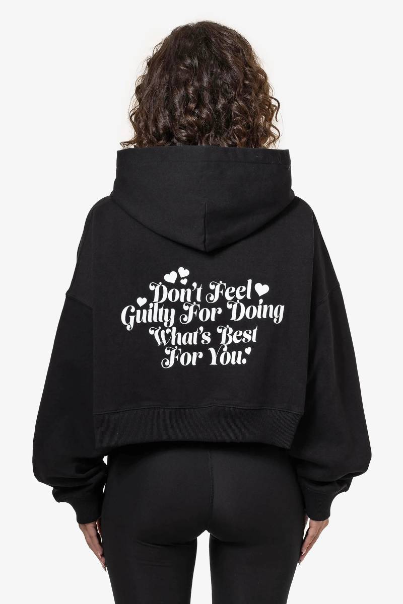 Odda Oversized Cropped Hoodie Black von PEGADOR®