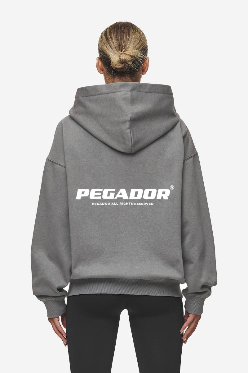 Ramira Oversized Sweat Jacket Washed Deep Grey White von PEGADOR®
