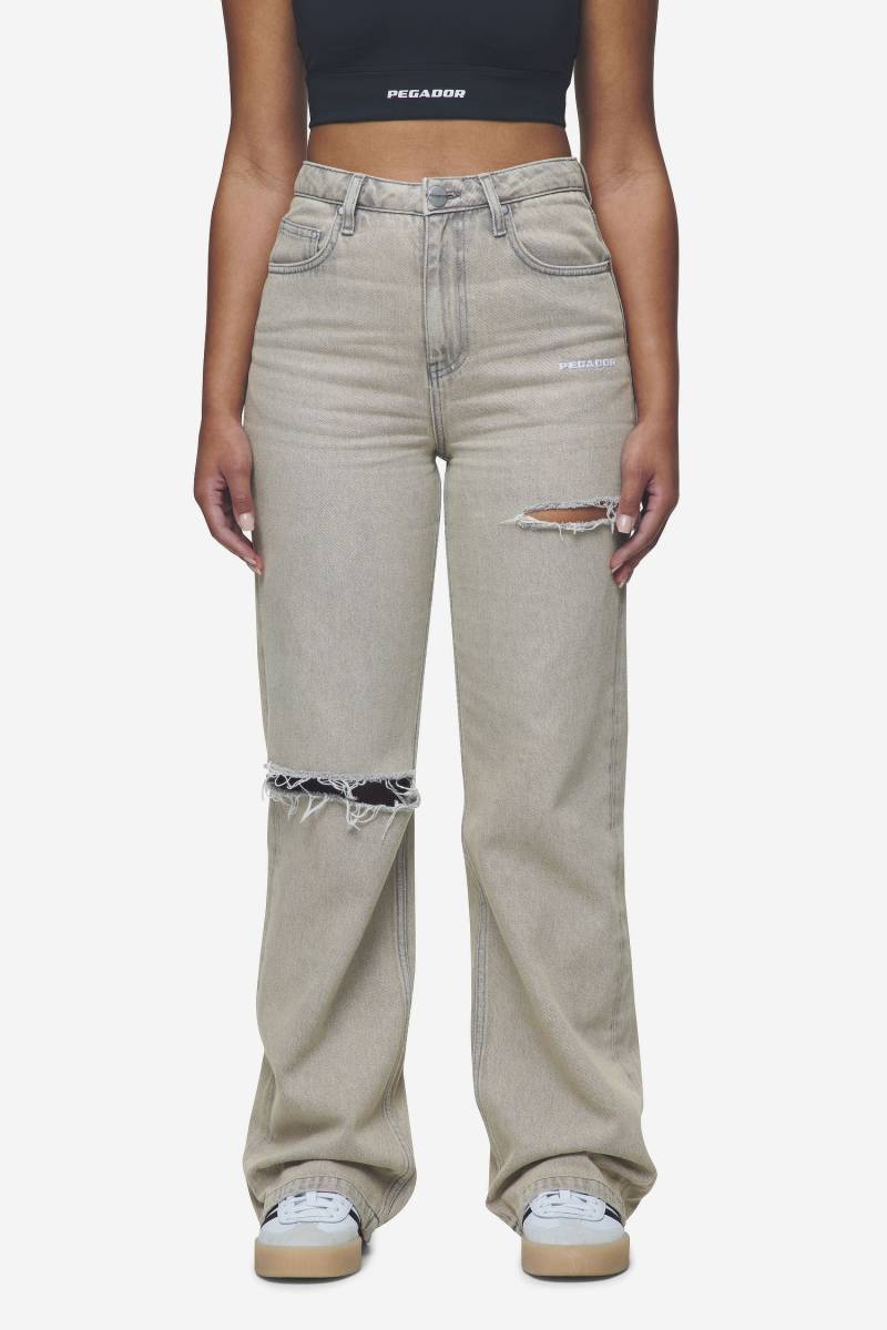 Romani Destroyed High Waist Jeans Washed Coast Sand von PEGADOR®