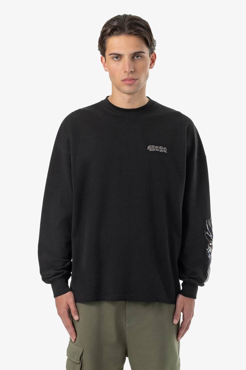 Routs Oversized Longsleeve Washed Black von PEGADOR®