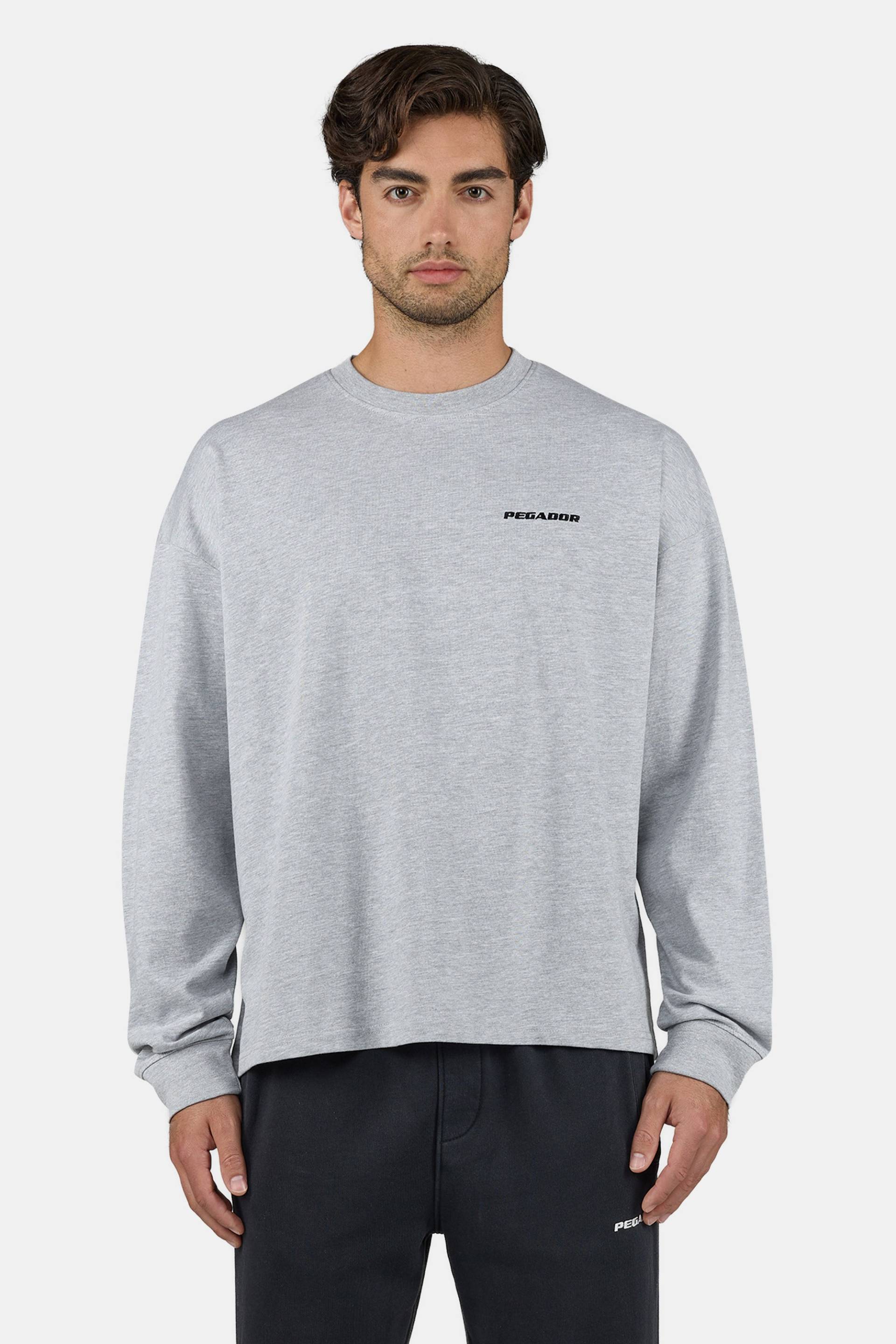 Rusk Logo Oversized Longsleeve Heather Grey Black von PEGADOR®