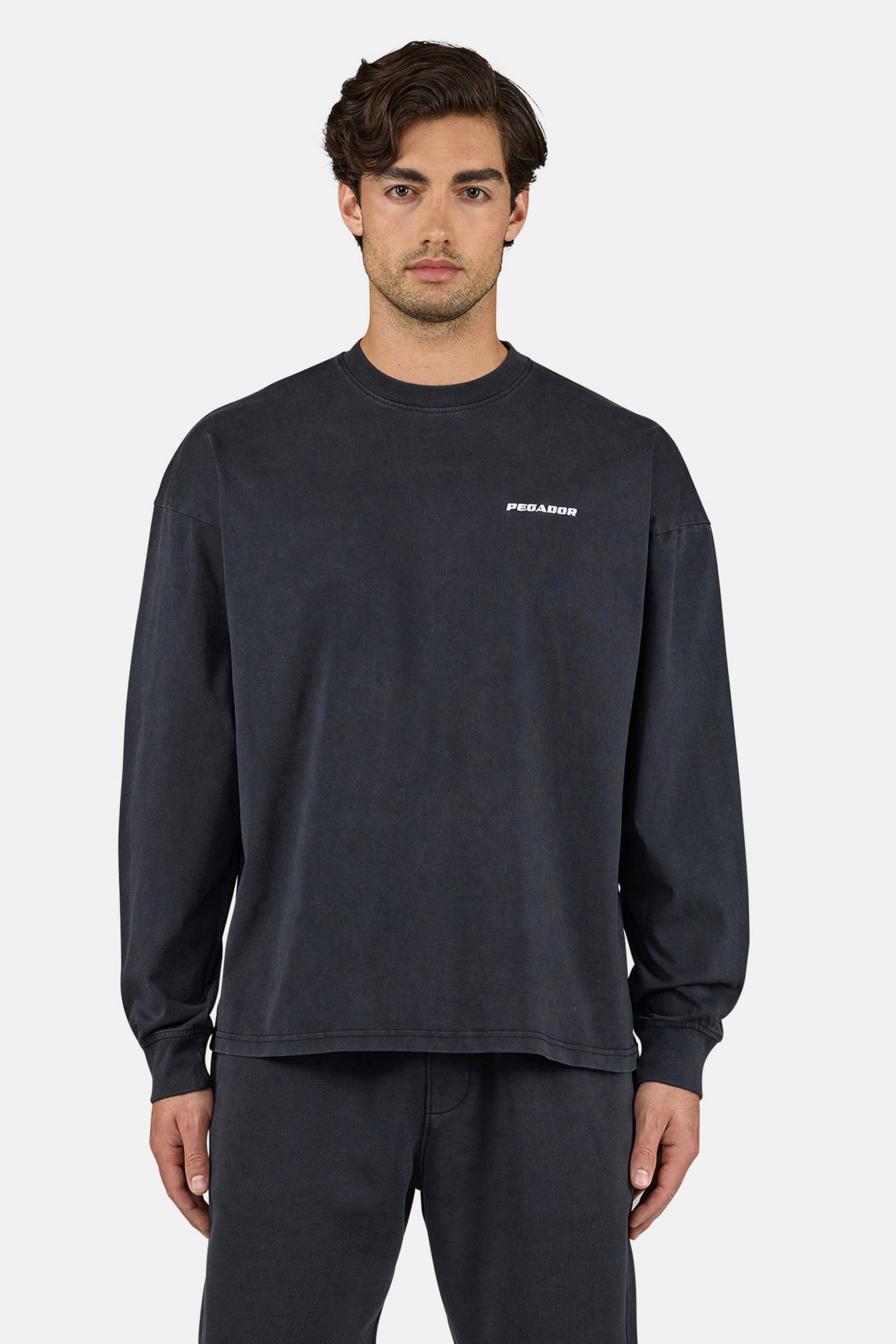 Rusk Logo Oversized Longsleeve Vintage Black White von PEGADOR®