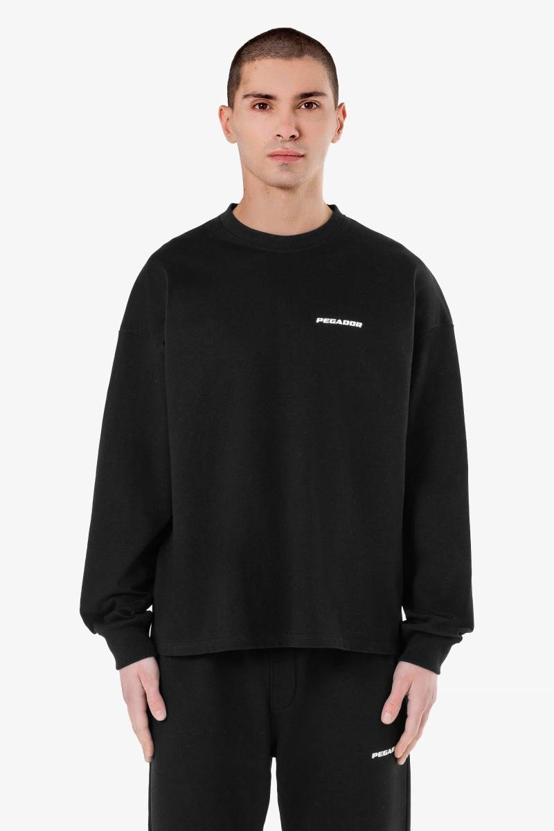 Rusk Logo Oversized Longsleeve Washed Black White Gum von PEGADOR®