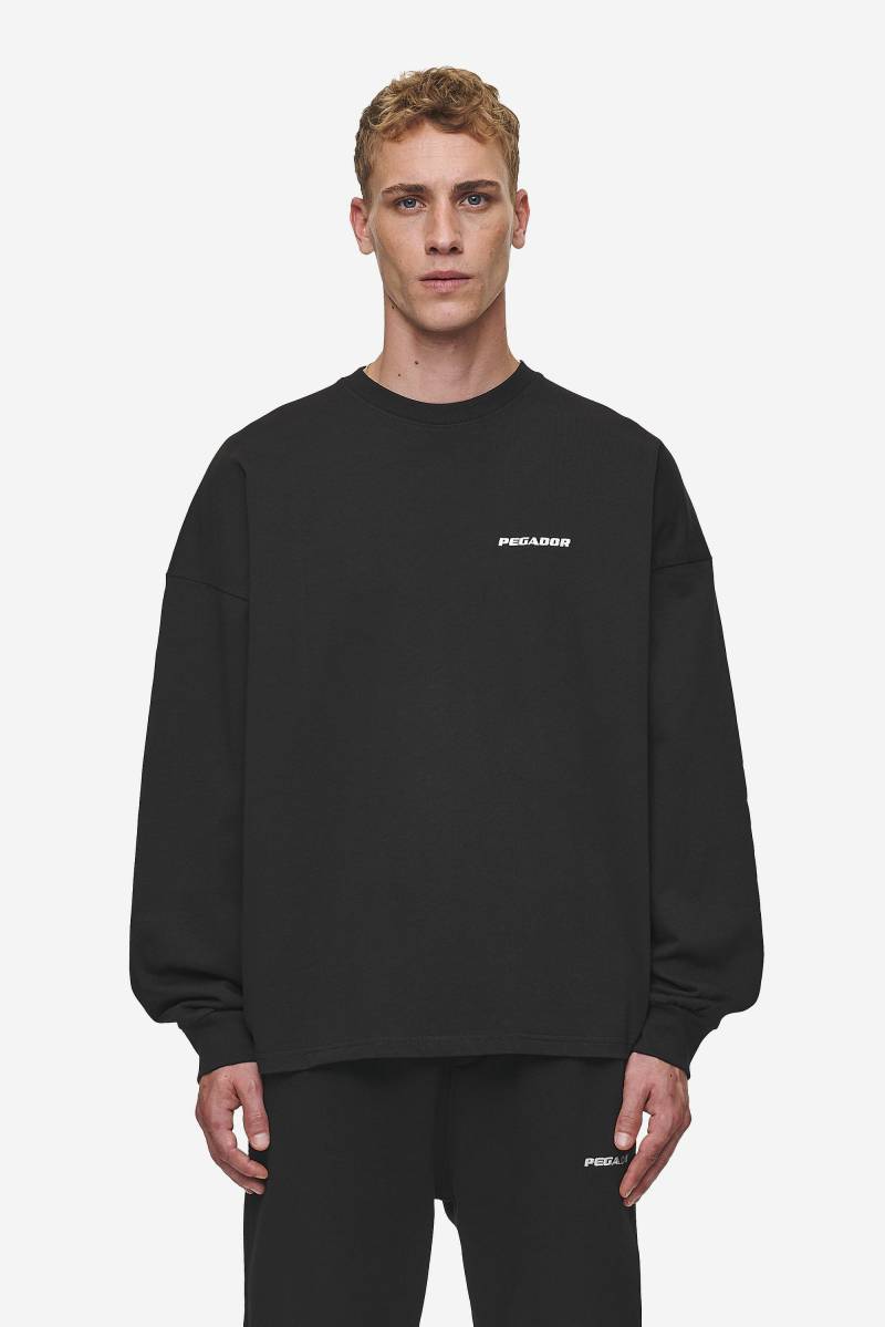 Rusk Logo Oversized Longsleeve Washed Black von PEGADOR®
