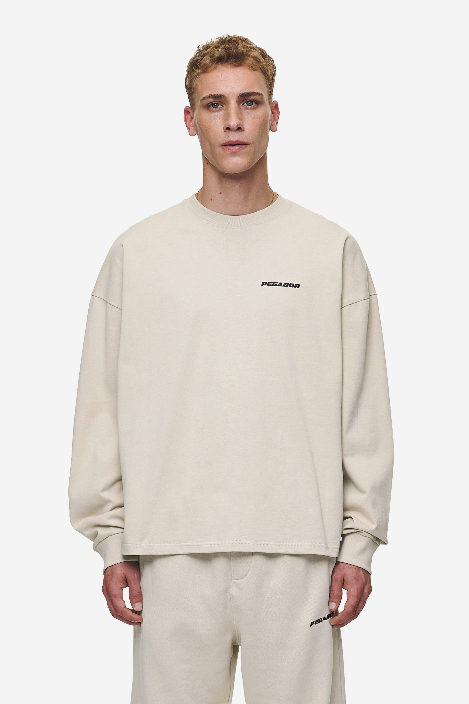 Rusk Logo Oversized Longsleeve Washed Light Beige von PEGADOR®