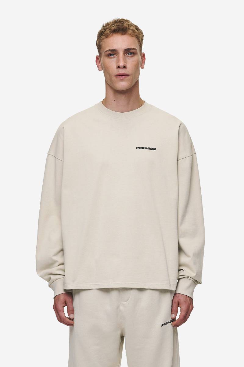 Rusk Logo Oversized Longsleeve Washed Light Beige von PEGADOR®