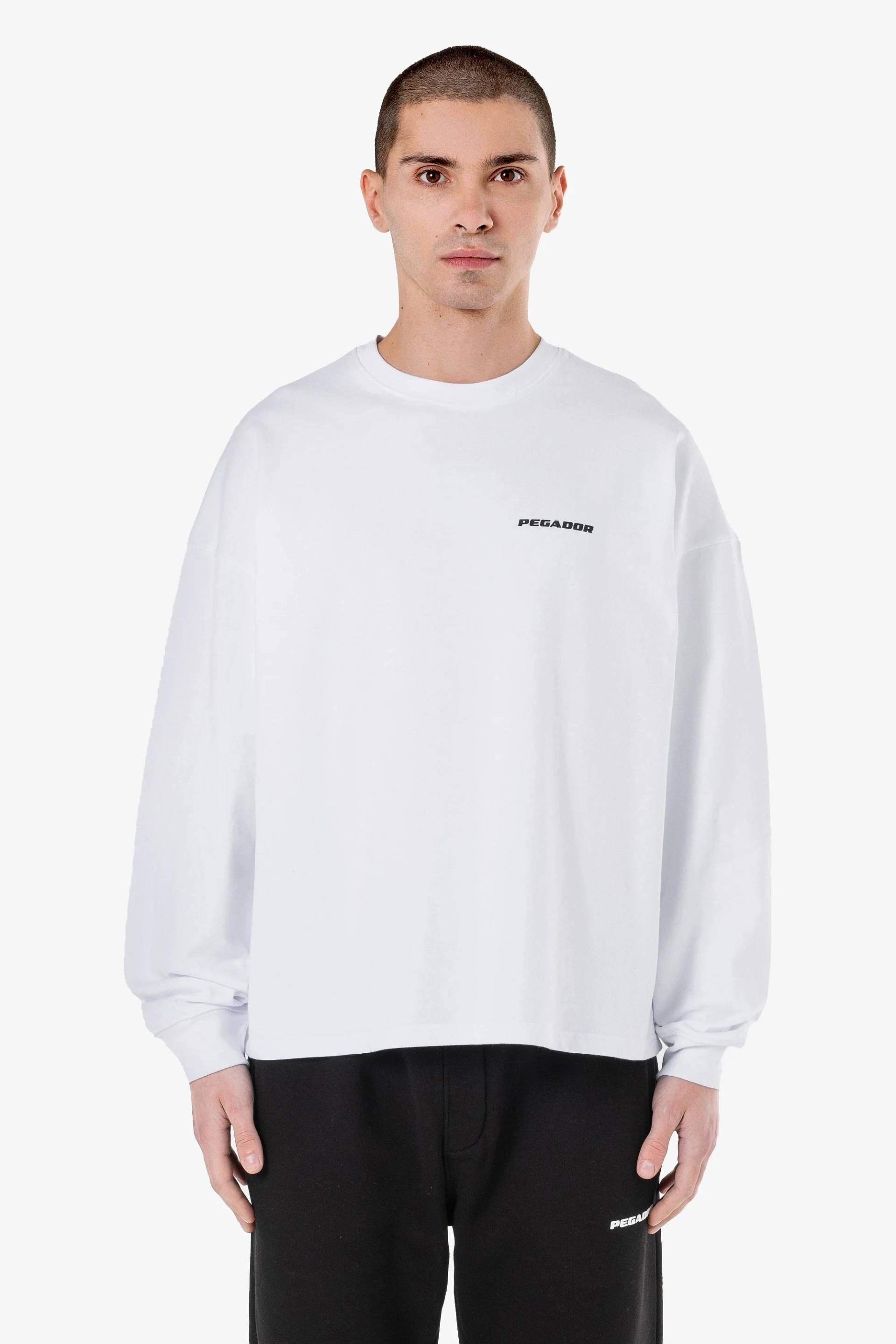 Rusk Logo Oversized Longsleeve White Black Gum von PEGADOR®