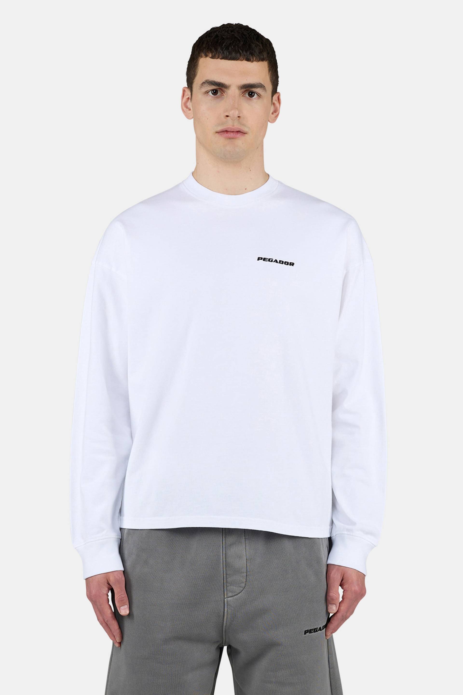 Rusk Logo Oversized Longsleeve White Black von PEGADOR®