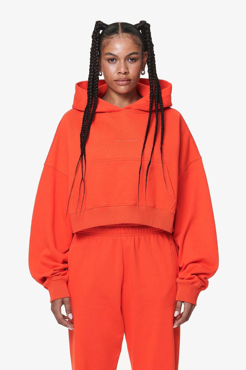 Salita Oversized Cropped Hoodie Washed Signal Red Gum von PEGADOR®