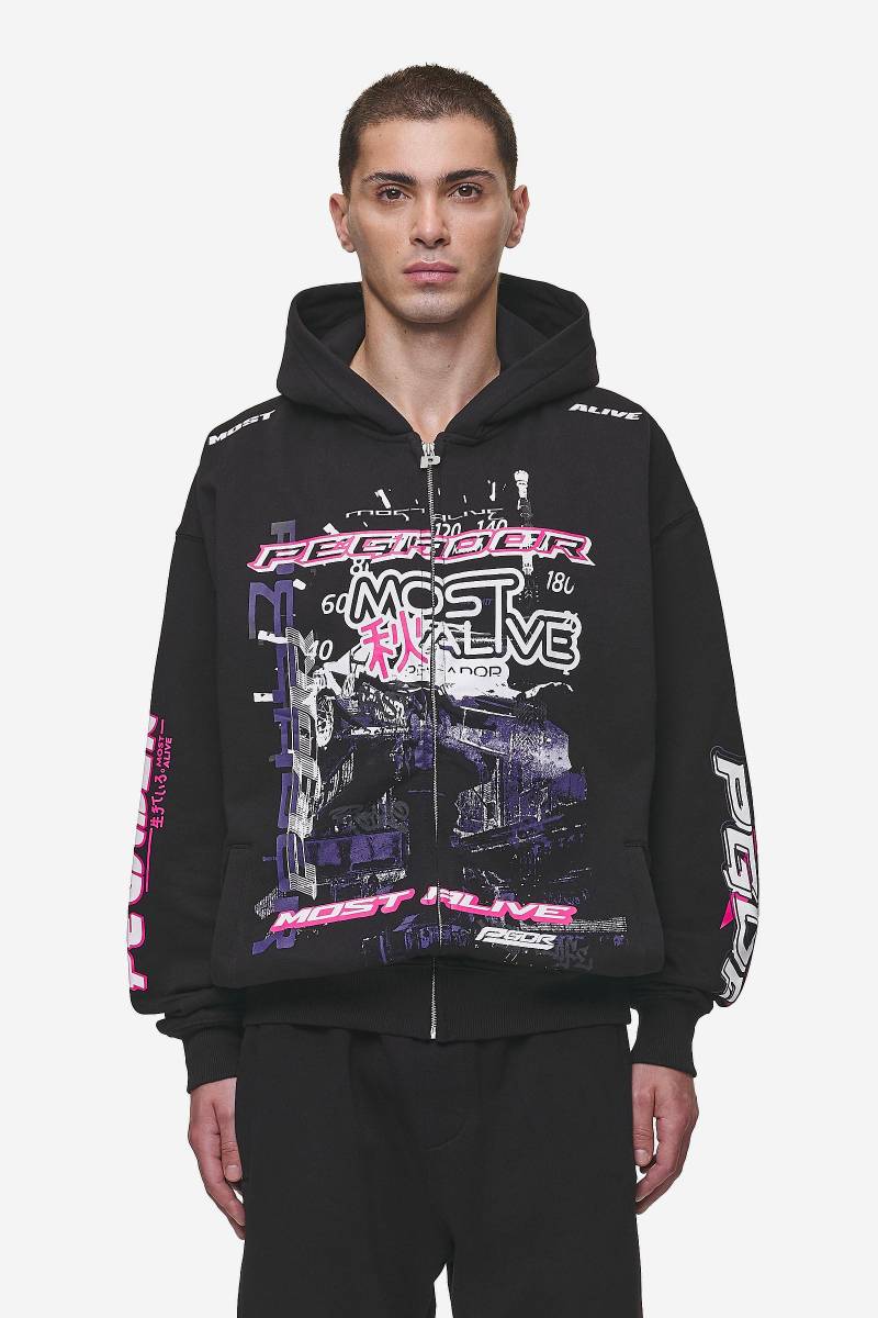 Saxon Oversized Sweat Jacket Washed Black von PEGADOR®