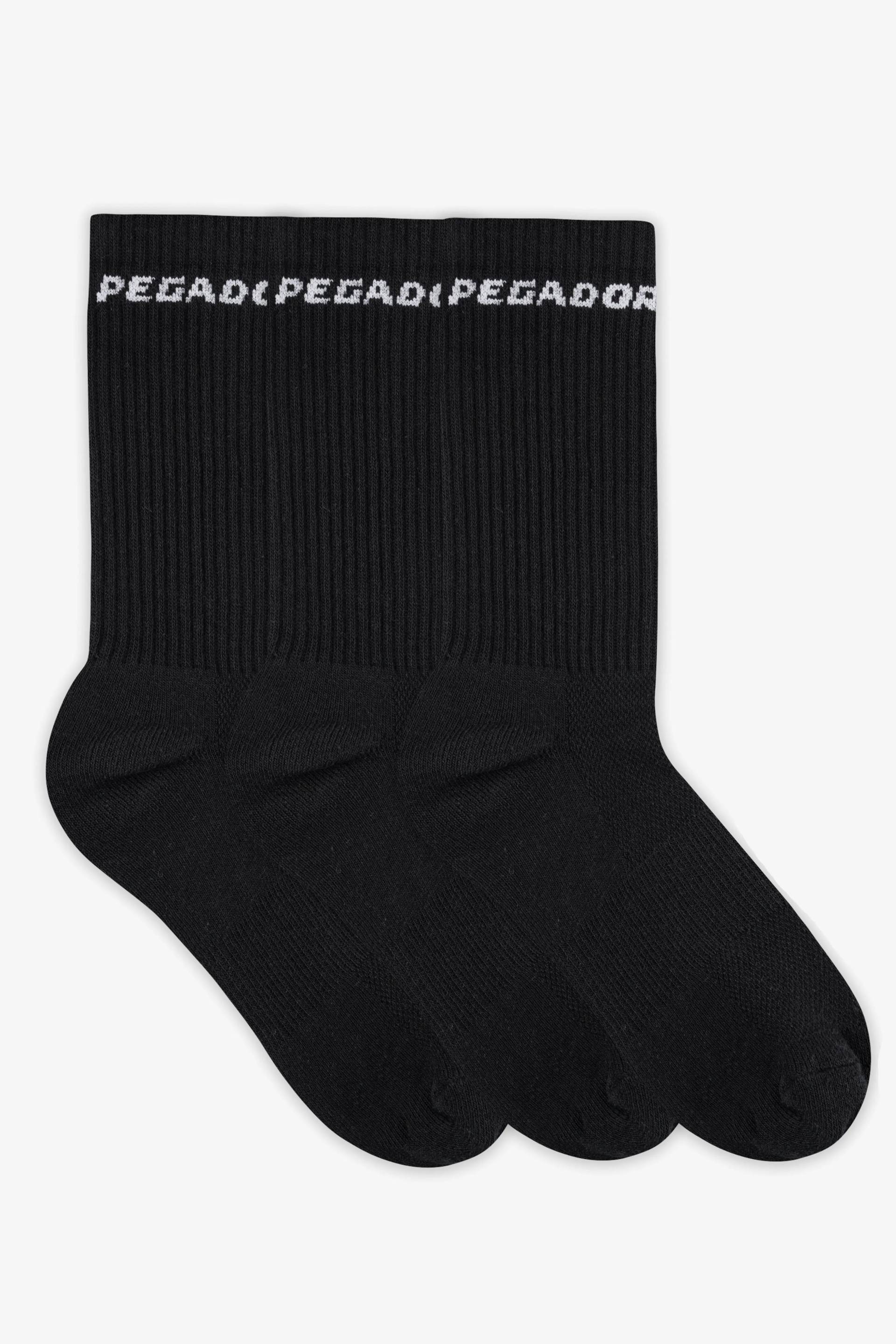 Side Logo Socks 3-pack Black White von PEGADOR®