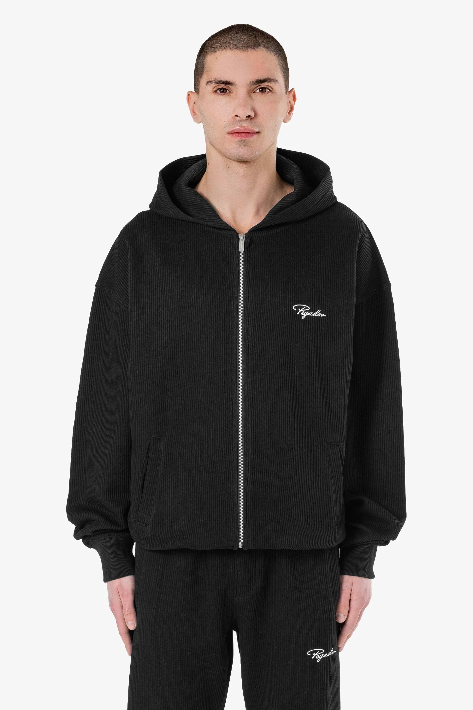 Signar Oversized Rib Jacket Washed Black White von PEGADOR®