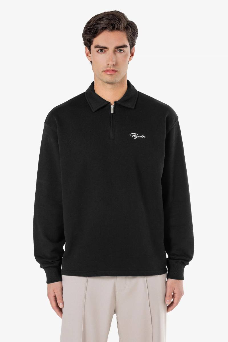 Signar Terry Polo Zip Longsleeve Washed Black White von PEGADOR®