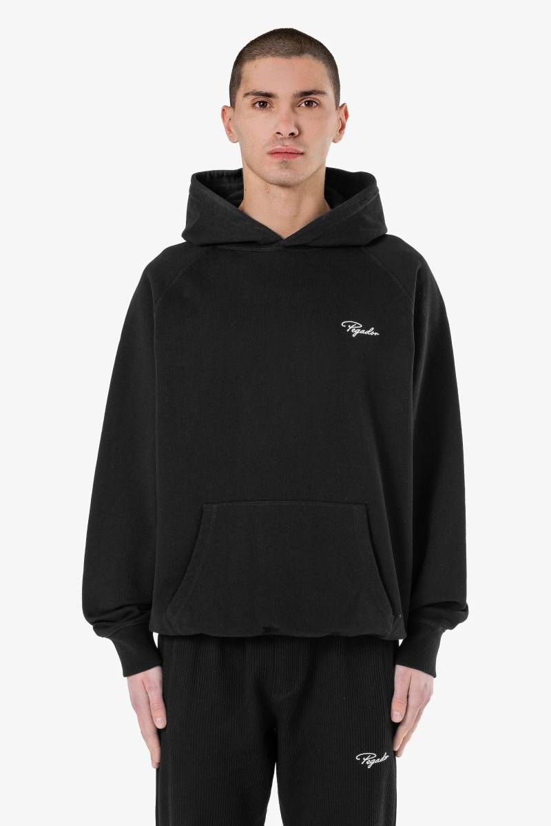 Signar Terry Raglan Hoodie Washed Black White von PEGADOR®