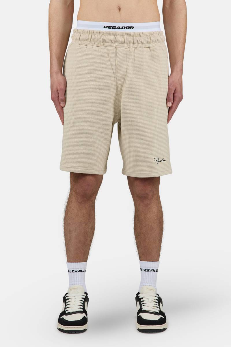 Signar Waffle Shorts Washed Light Beige Black von PEGADOR®