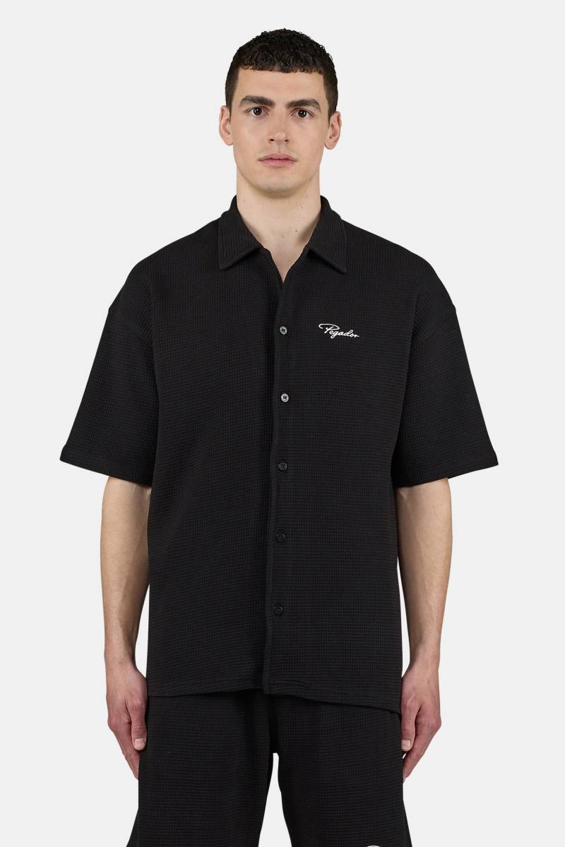 Signar Waffle Shortsleeve Shirt Washed Black Unbleached von PEGADOR®
