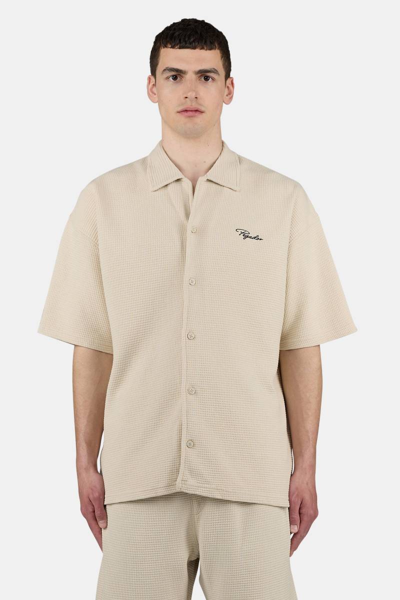Signar Waffle Shortsleeve Shirt Washed Light Beige Black von PEGADOR®
