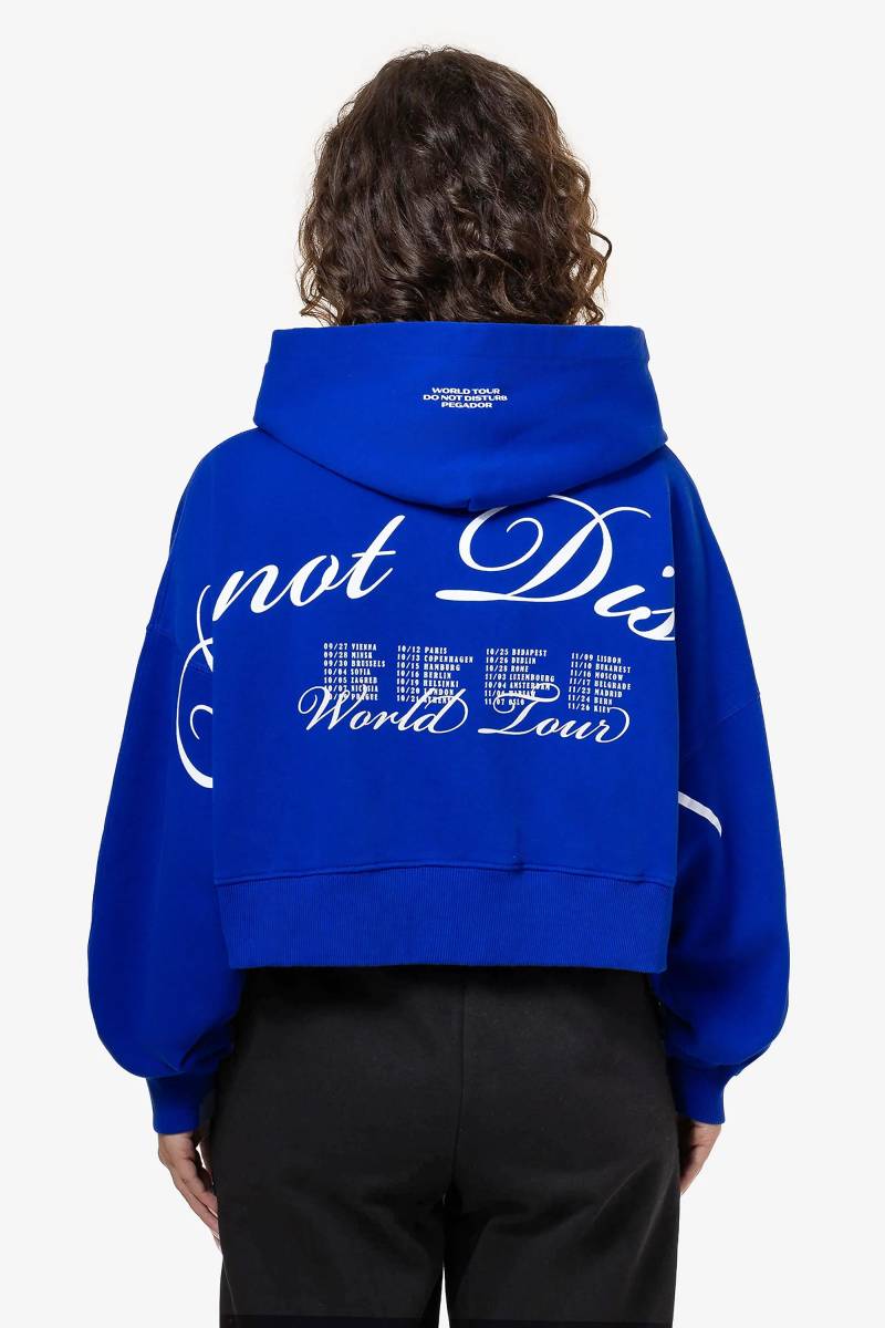 Vrena Oversized Cropped Hoodie Washed Endless Blue von PEGADOR®