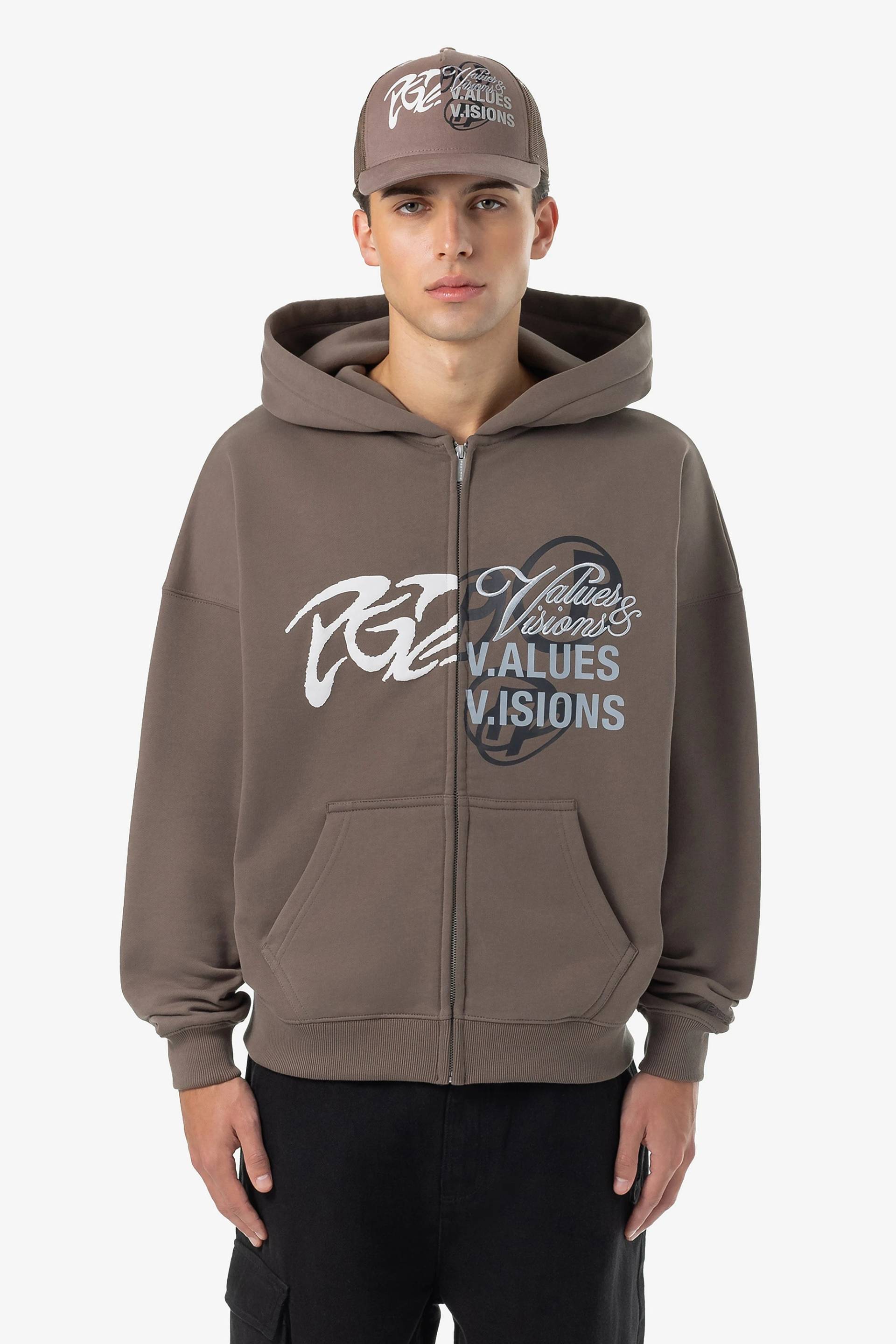 Wakun Boxy Sweat Jacket Washed Dust Brown von PEGADOR®