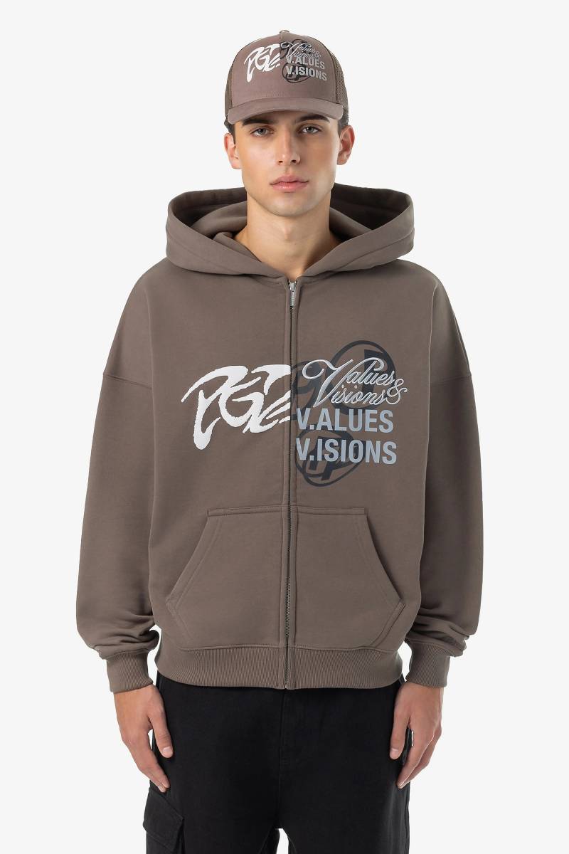 Wakun Boxy Sweat Jacket Washed Dust Brown von PEGADOR®