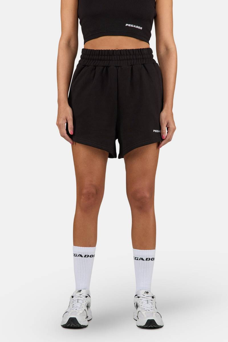 Wiluna High Waisted Sweat Shorts Washed Black White von PEGADOR®