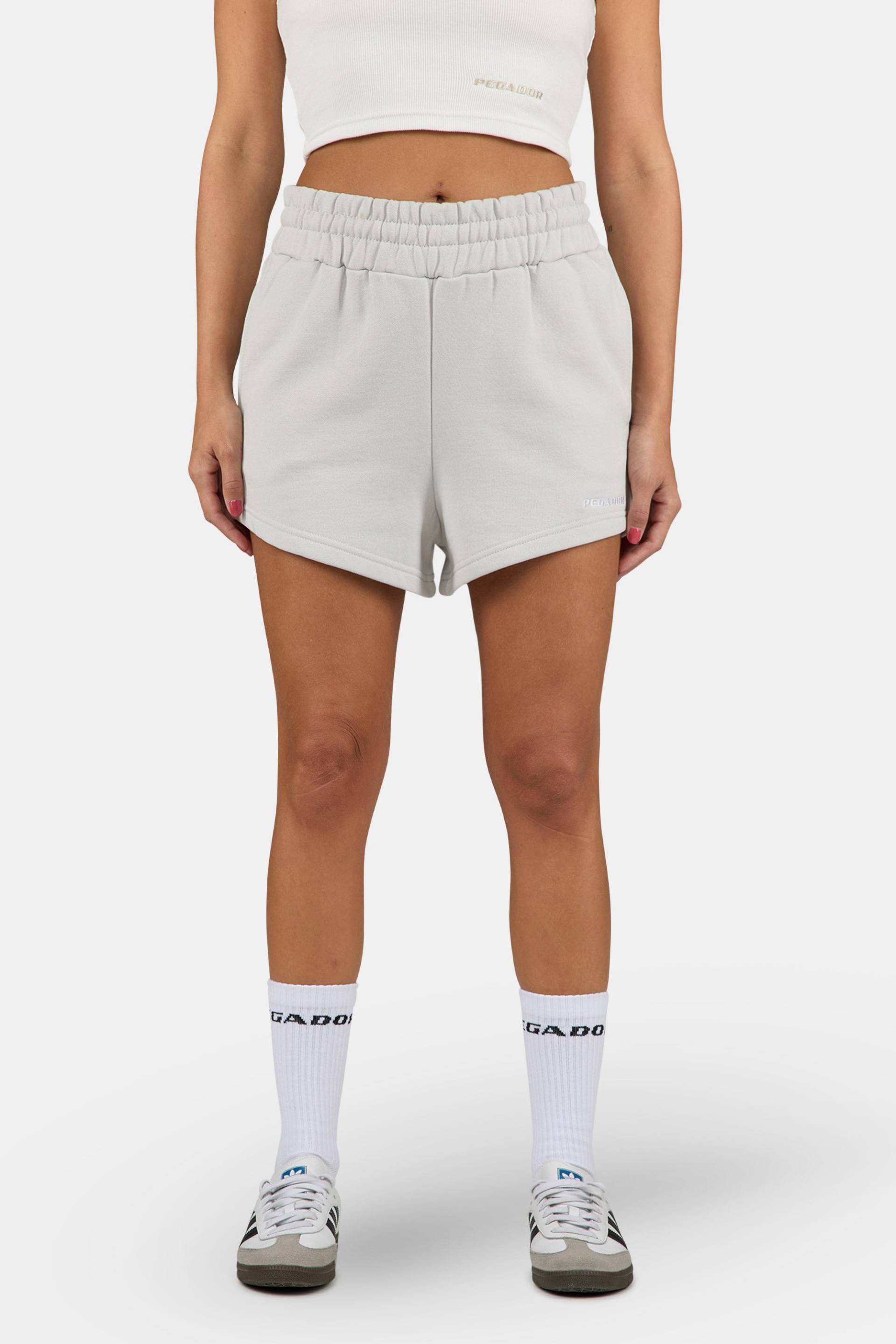 Wiluna High Waisted Sweat Shorts Washed Pure Grey White von PEGADOR®